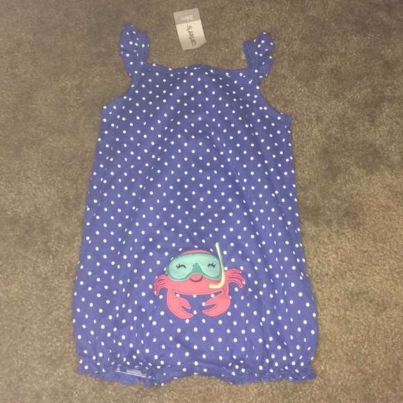 Blue Polkadot Romper with Ruffle Sleeves - Picture 2 of 2
